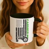 American Farmer USA Tractor Flag Coffee Mug thumb 3