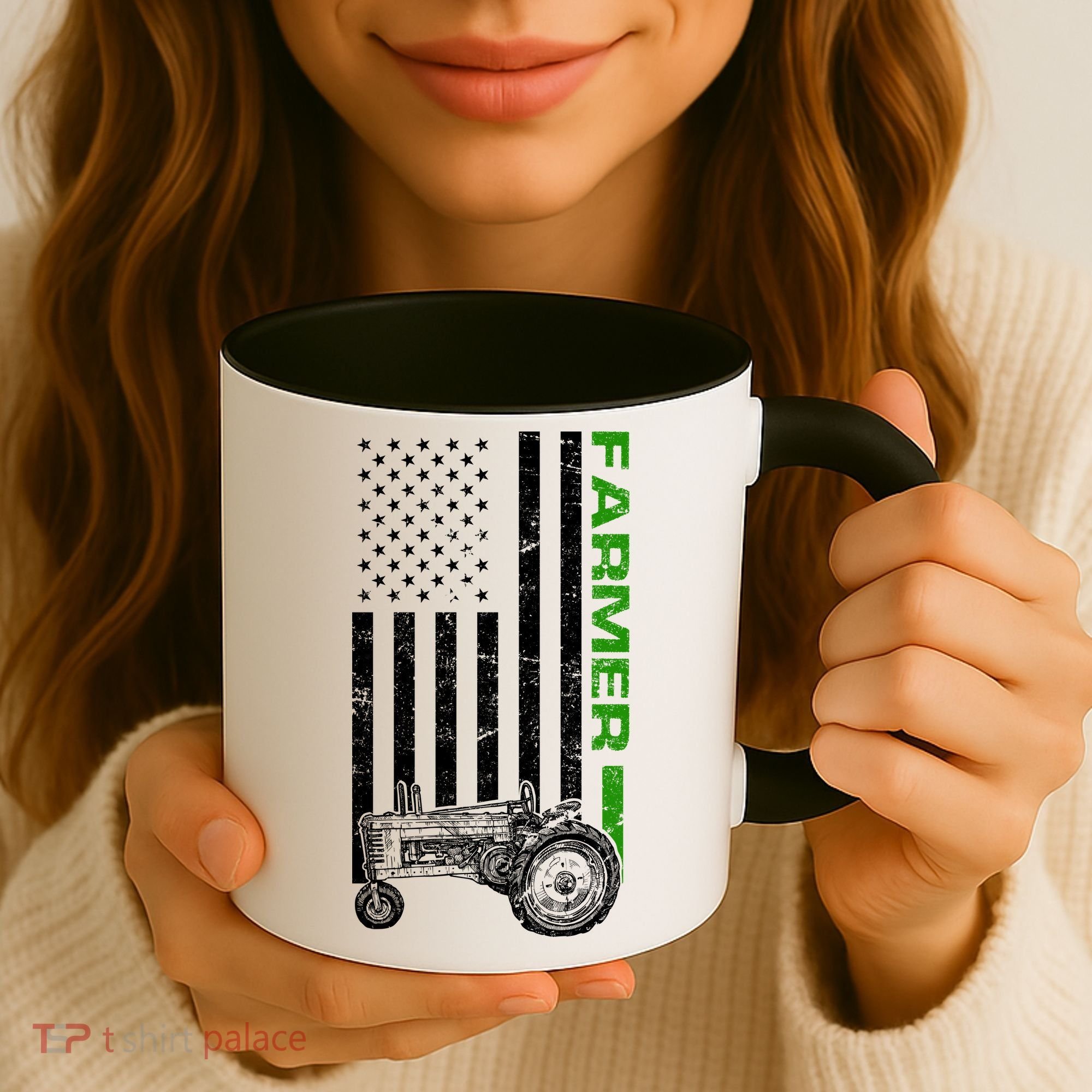 American Farmer USA Tractor Flag Coffee Mug