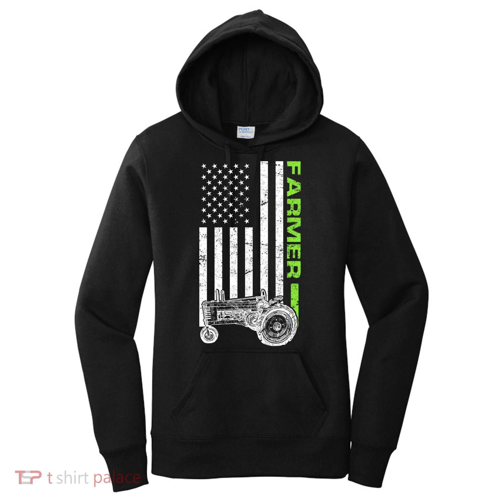 American Farmer USA Tractor Flag Women's Hoodie