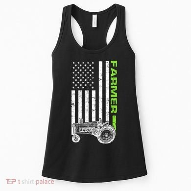 American Farmer USA Tractor Flag Women's Tank Top