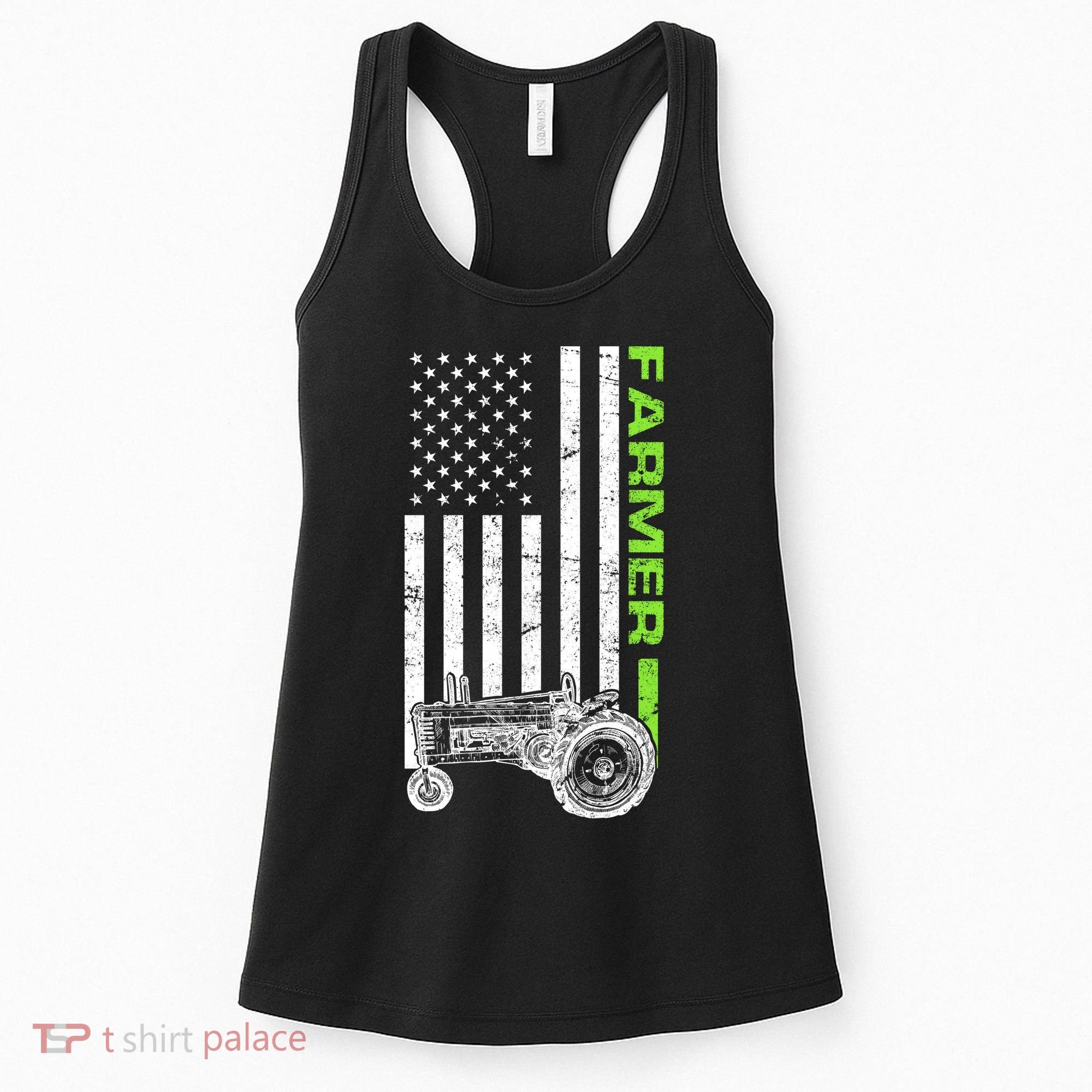 American Farmer USA Tractor Flag Women's Tank Top