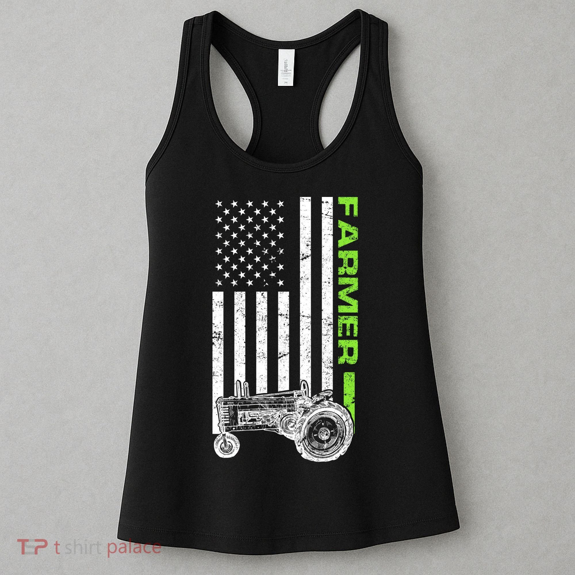 American Farmer USA Tractor Flag Women's Tank Top