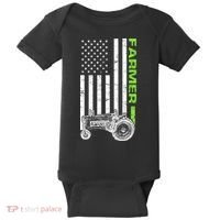 American Farmer USA Tractor Flag Baby Bodysuit thumb 0