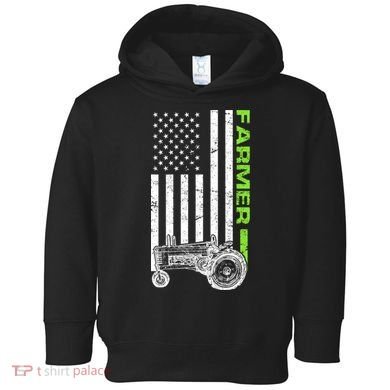 American Farmer USA Tractor Flag Toddler Hoodie