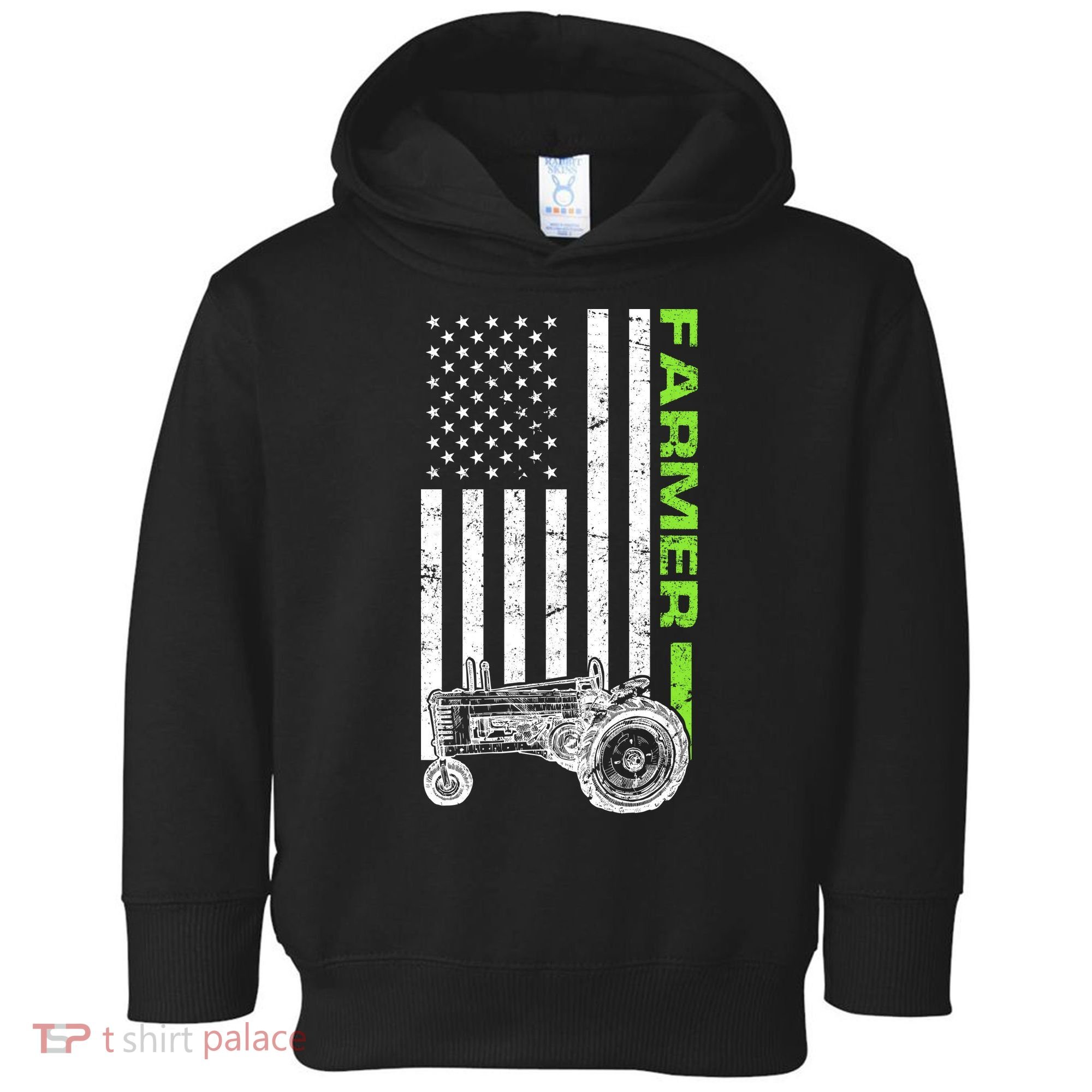 American Farmer USA Tractor Flag Toddler Hoodie