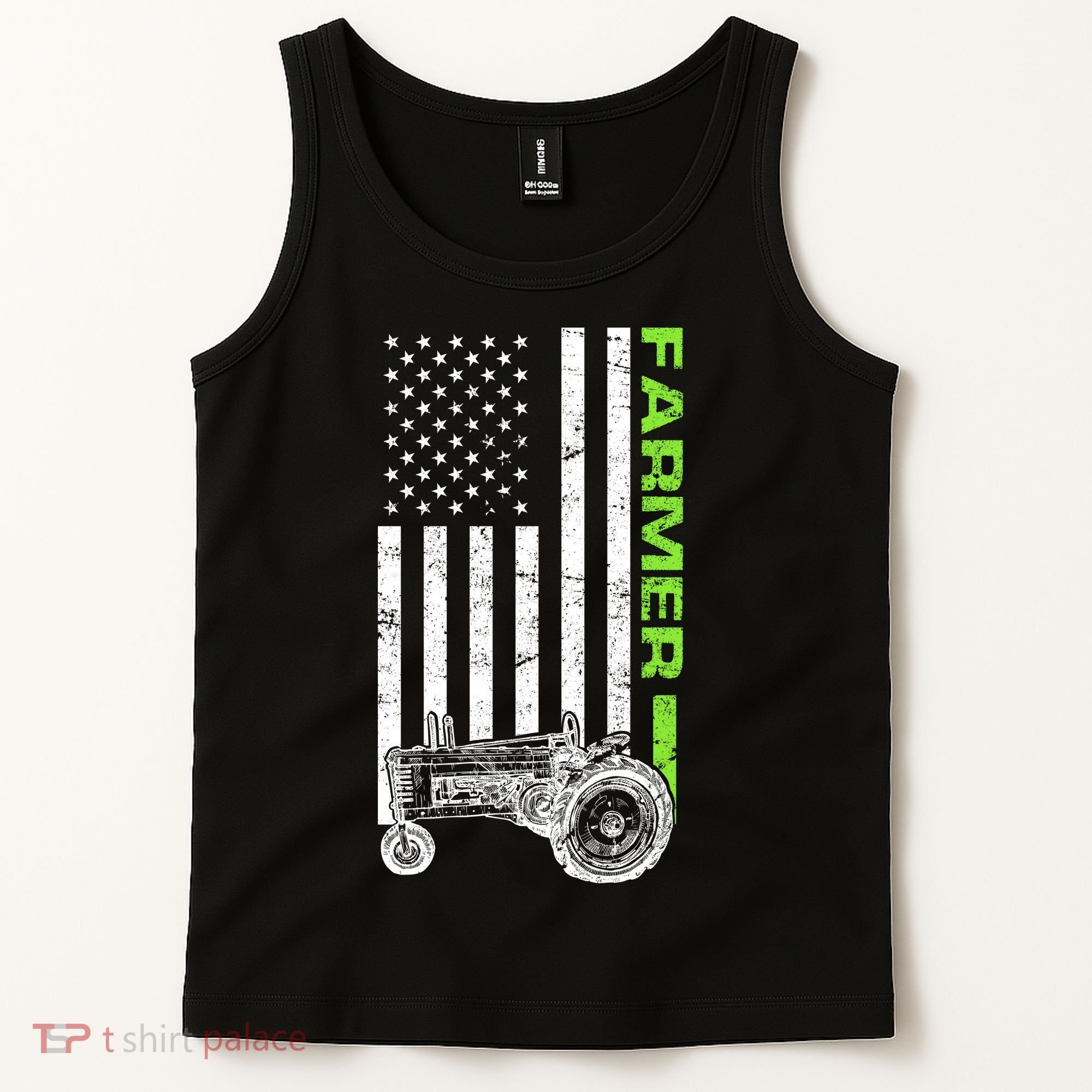 American Farmer USA Tractor Flag Tank Top