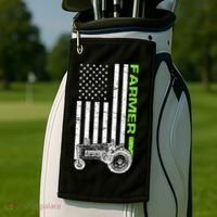 American Farmer USA Tractor Flag Golf Towel thumb 2
