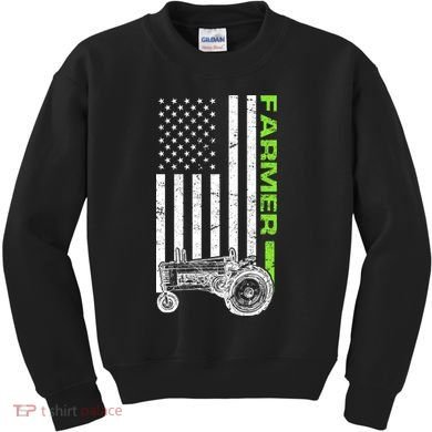 American Farmer USA Tractor Flag Kids Sweatshirt