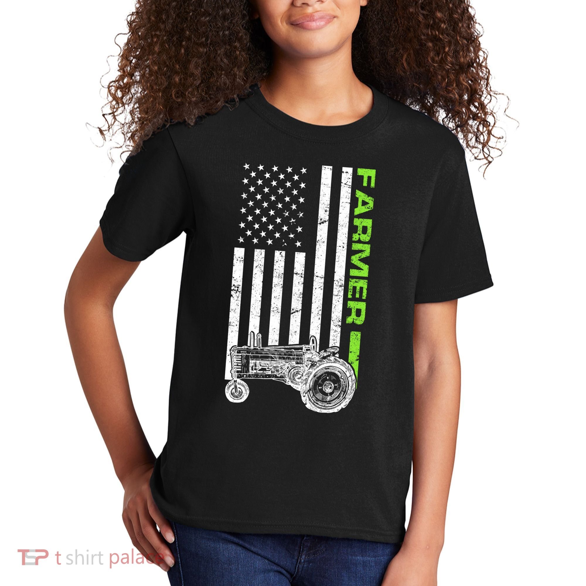 American Farmer USA Tractor Flag Kids T-Shirt