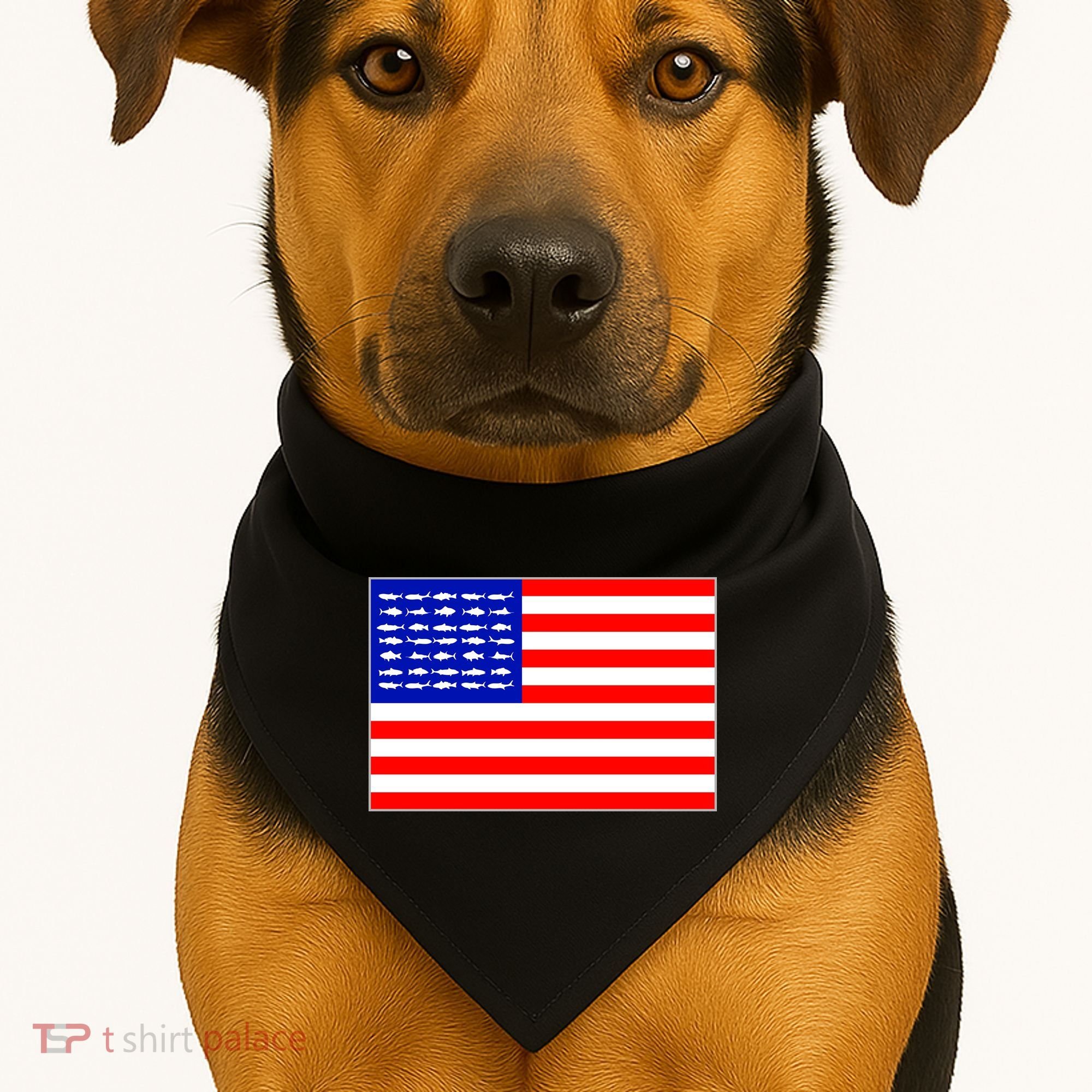 American Fishing Flag USA-Made Doggie Bandana