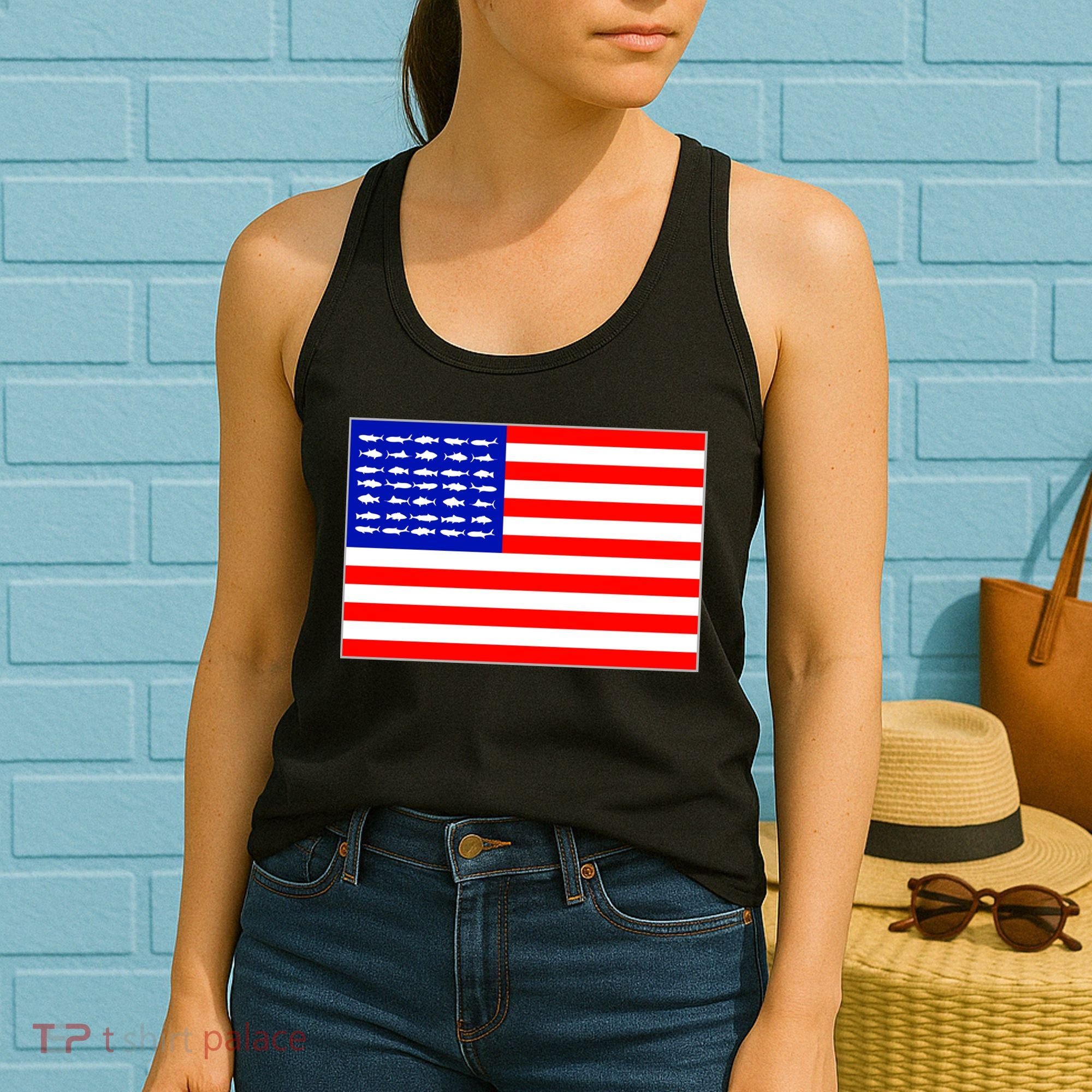 American Fishing Flag Women's Tank Top