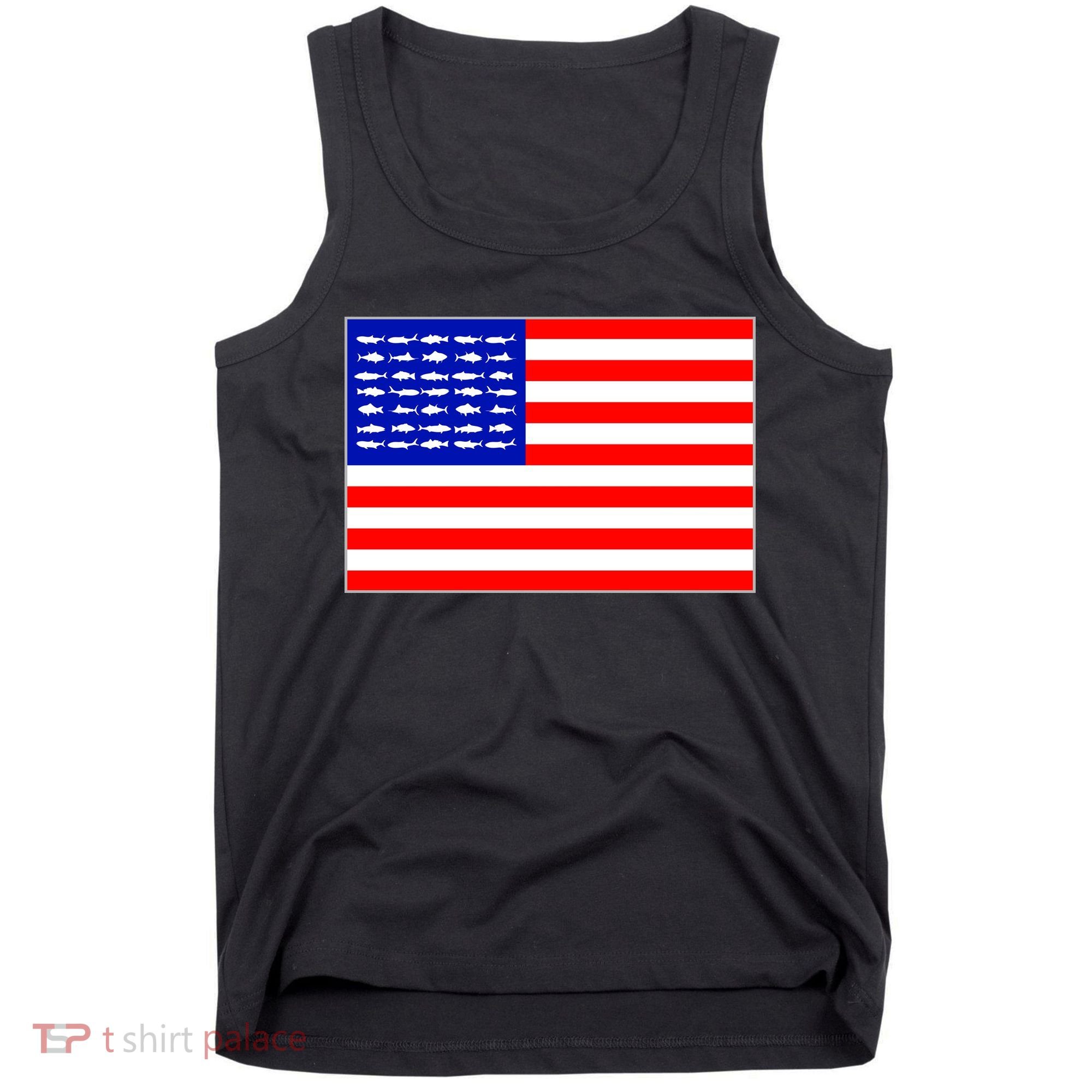 American Fishing Flag Tank Top