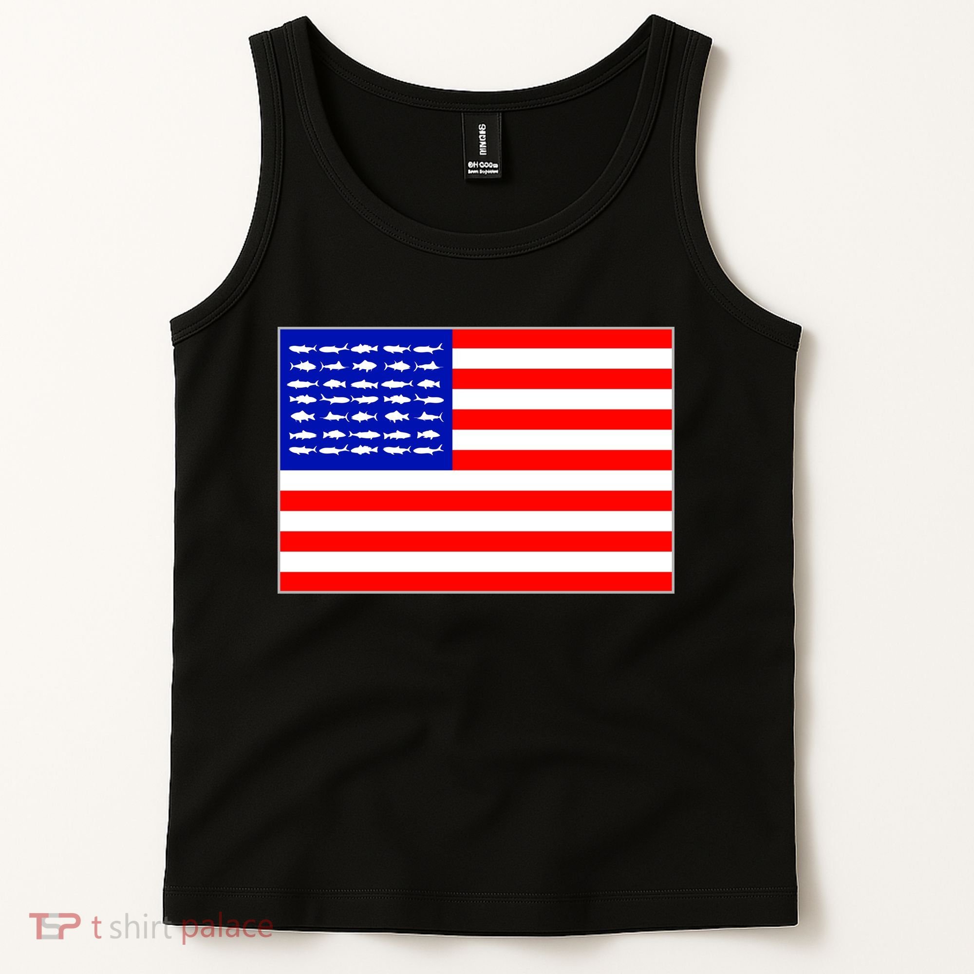 American Fishing Flag Tank Top