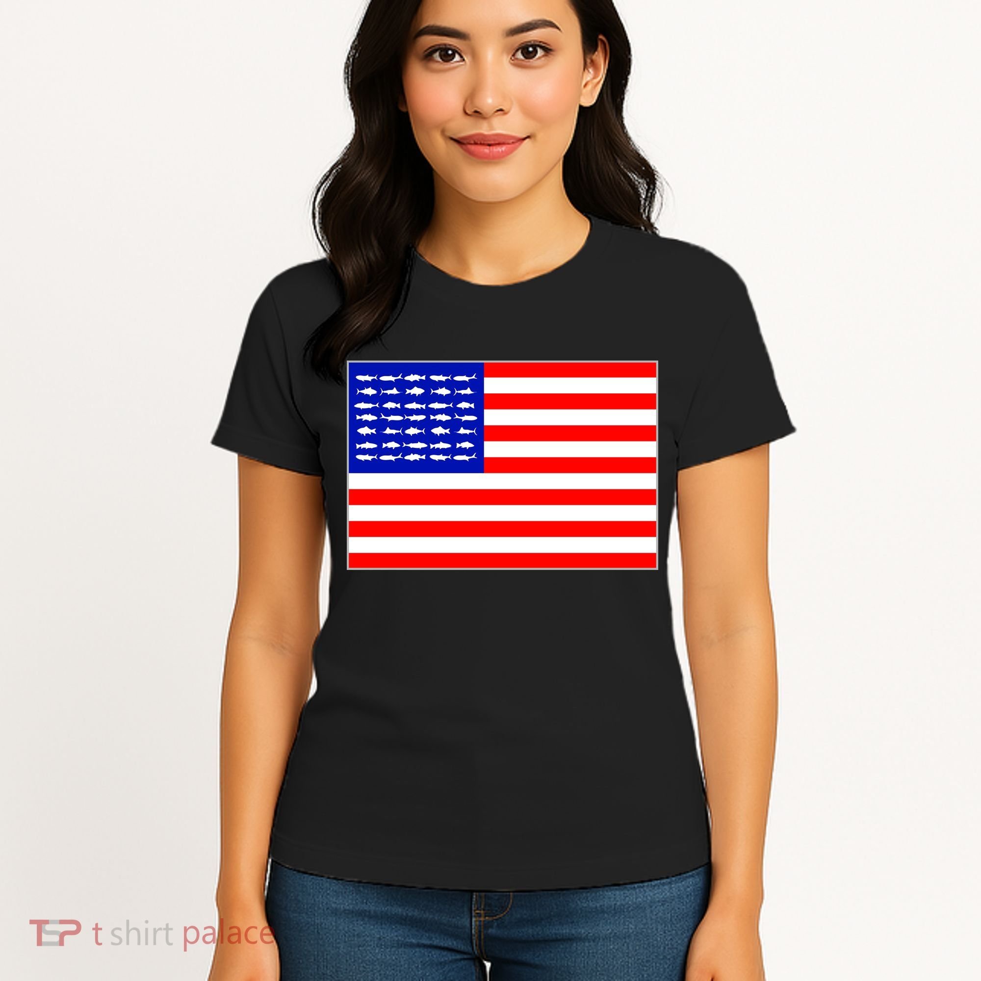 American Fishing Flag Women's T-Shirt