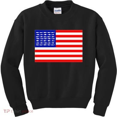 American Fishing Flag Kids Sweatshirt