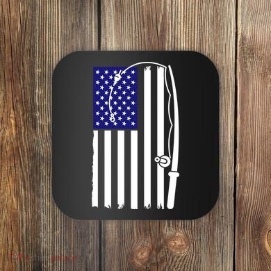 American Fishing Rod & Hook Flag Coaster