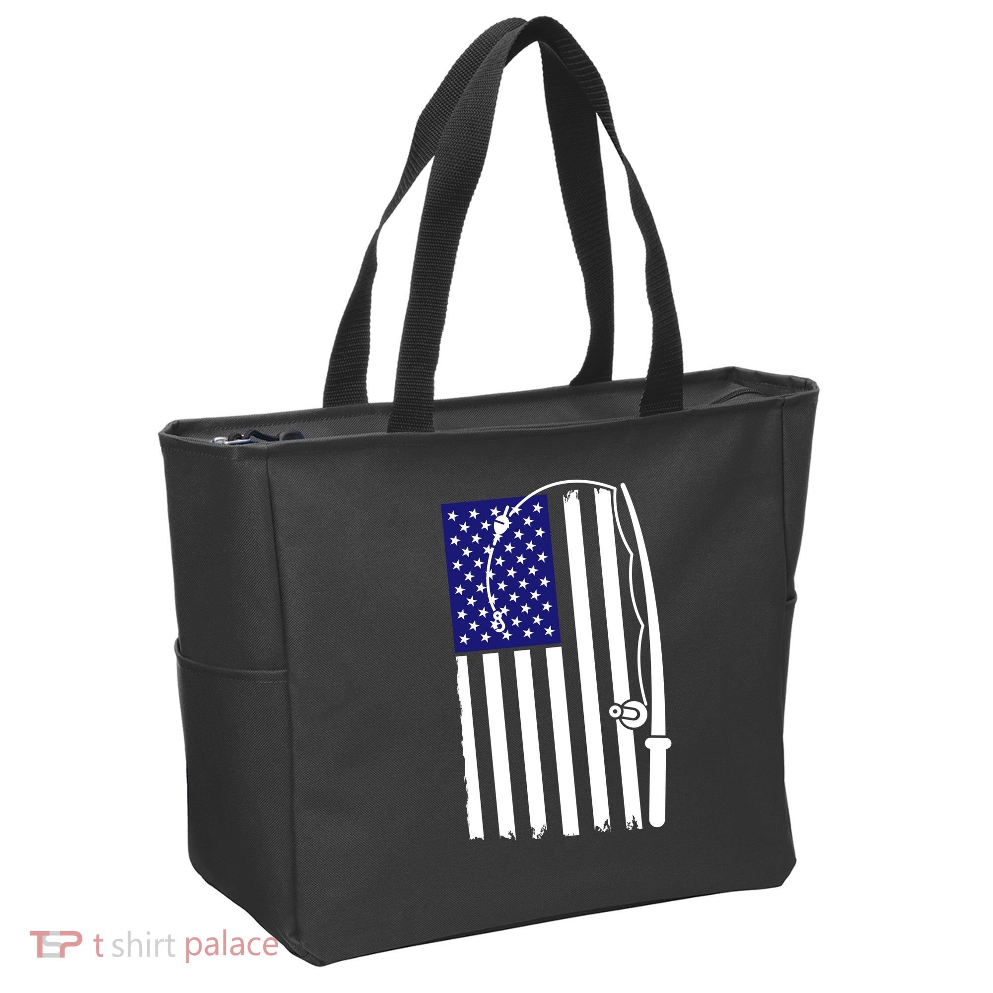 American Fishing Rod & Hook Flag Tote Bag