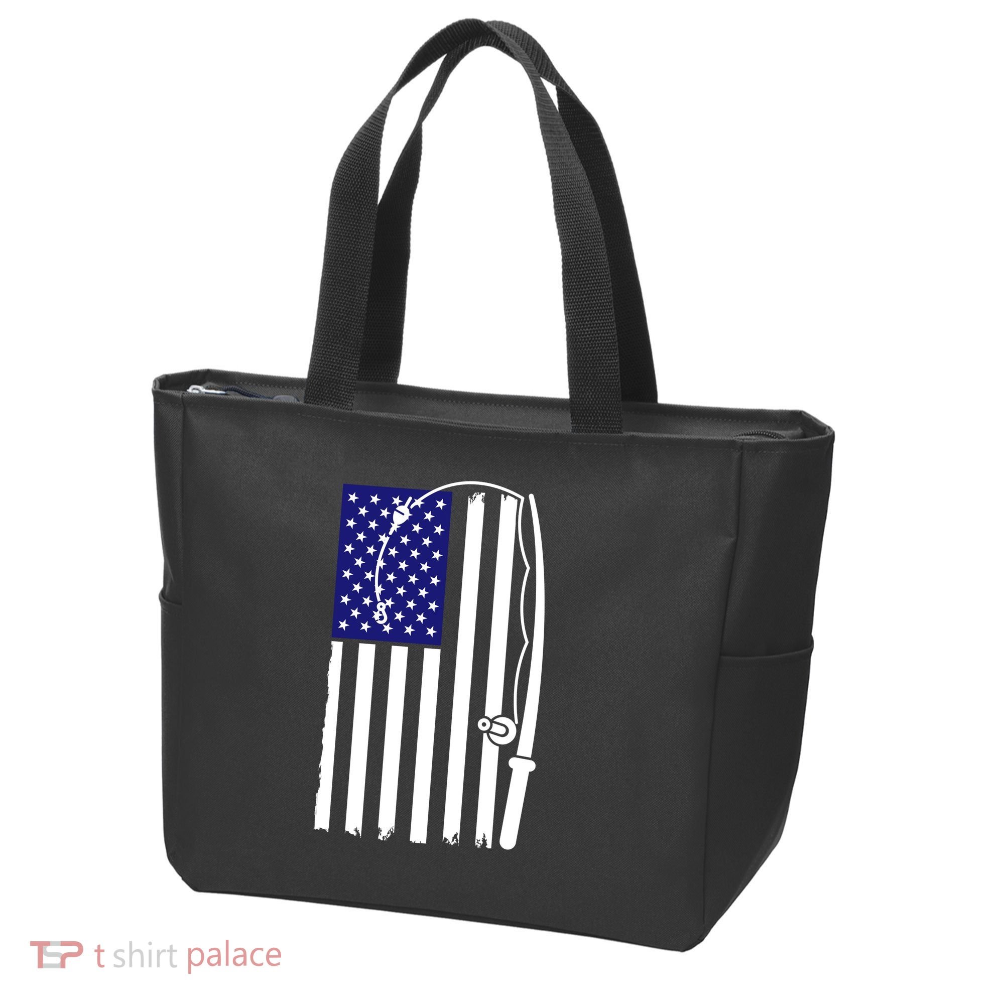 American Fishing Rod & Hook Flag Tote Bag