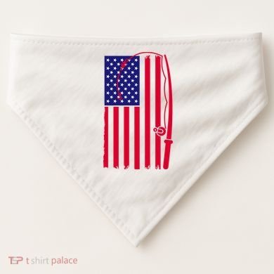 American Fishing Rod & Hook Flag USA-Made Doggie Bandana
