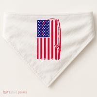 American Fishing Rod & Hook Flag USA-Made Doggie Bandana thumb 0