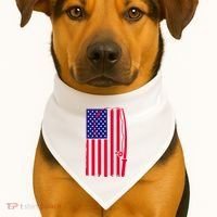 American Fishing Rod & Hook Flag USA-Made Doggie Bandana thumb 1