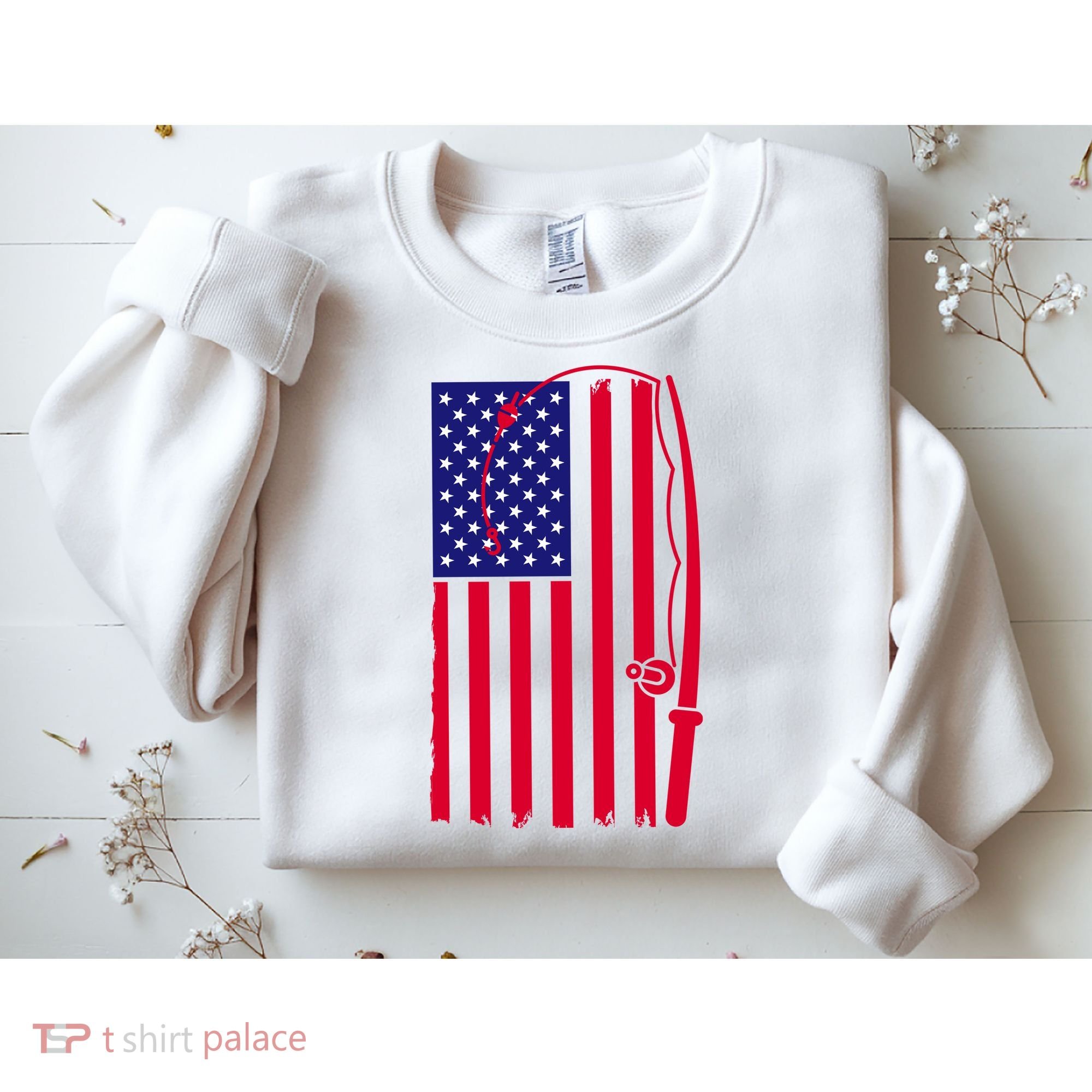 American Fishing Rod & Hook Flag Sweatshirt