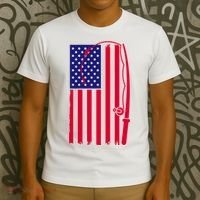 American Fishing Rod & Hook Flag T-Shirt thumb 3