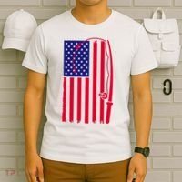 American Fishing Rod & Hook Flag T-Shirt thumb 6