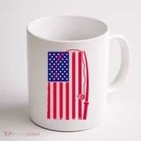 American Fishing Rod & Hook Flag Coffee Mug thumb 1