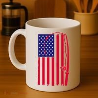 American Fishing Rod & Hook Flag Coffee Mug thumb 4
