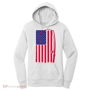 American Fishing Rod & Hook Flag Women's Hoodie