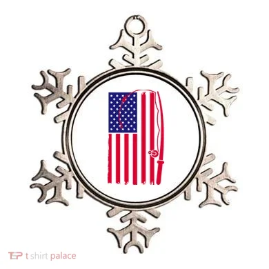 American Fishing Rod & Hook Flag Ornament