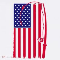 American Fishing Rod & Hook Flag Ornament thumb 1