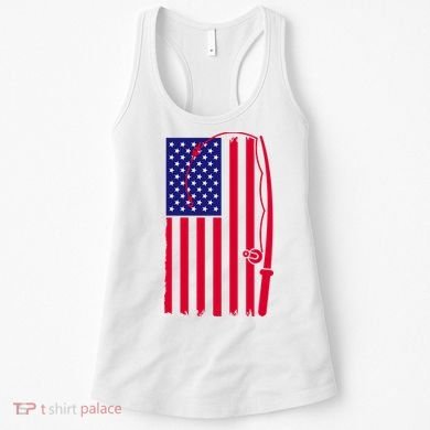 American Fishing Rod & Hook Flag Women's Tank Top