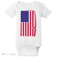 American Fishing Rod & Hook Flag Baby Bodysuit thumb 0