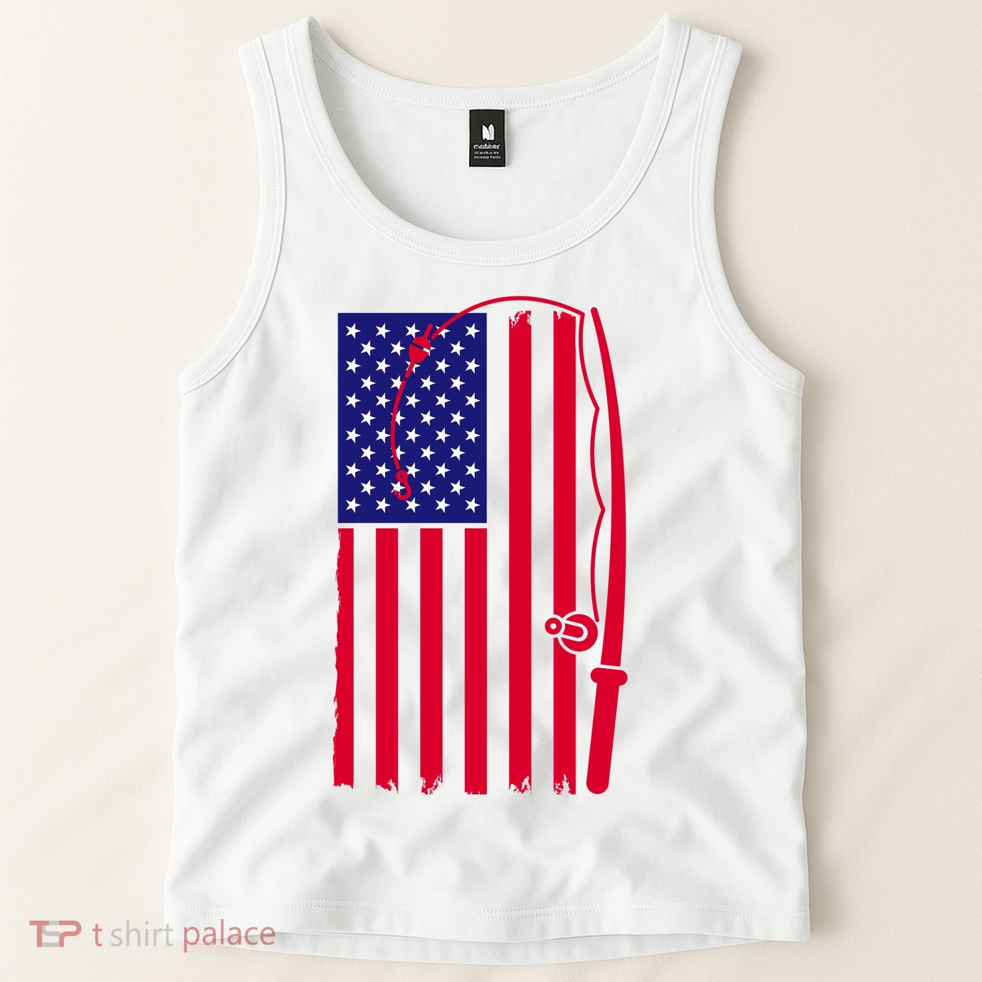 American Fishing Rod & Hook Flag Tank Top