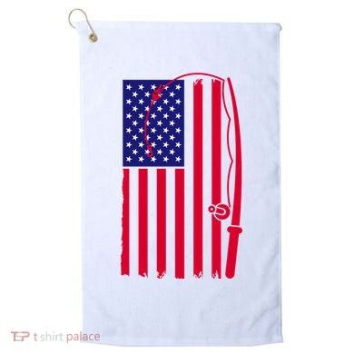 American Fishing Rod & Hook Flag Golf Towel