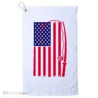American Fishing Rod & Hook Flag Golf Towel thumb 0