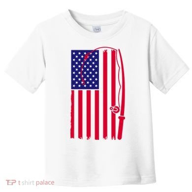 American Fishing Rod & Hook Flag Toddler T-Shirt