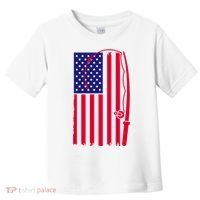 American Fishing Rod & Hook Flag Toddler T-Shirt thumb 0