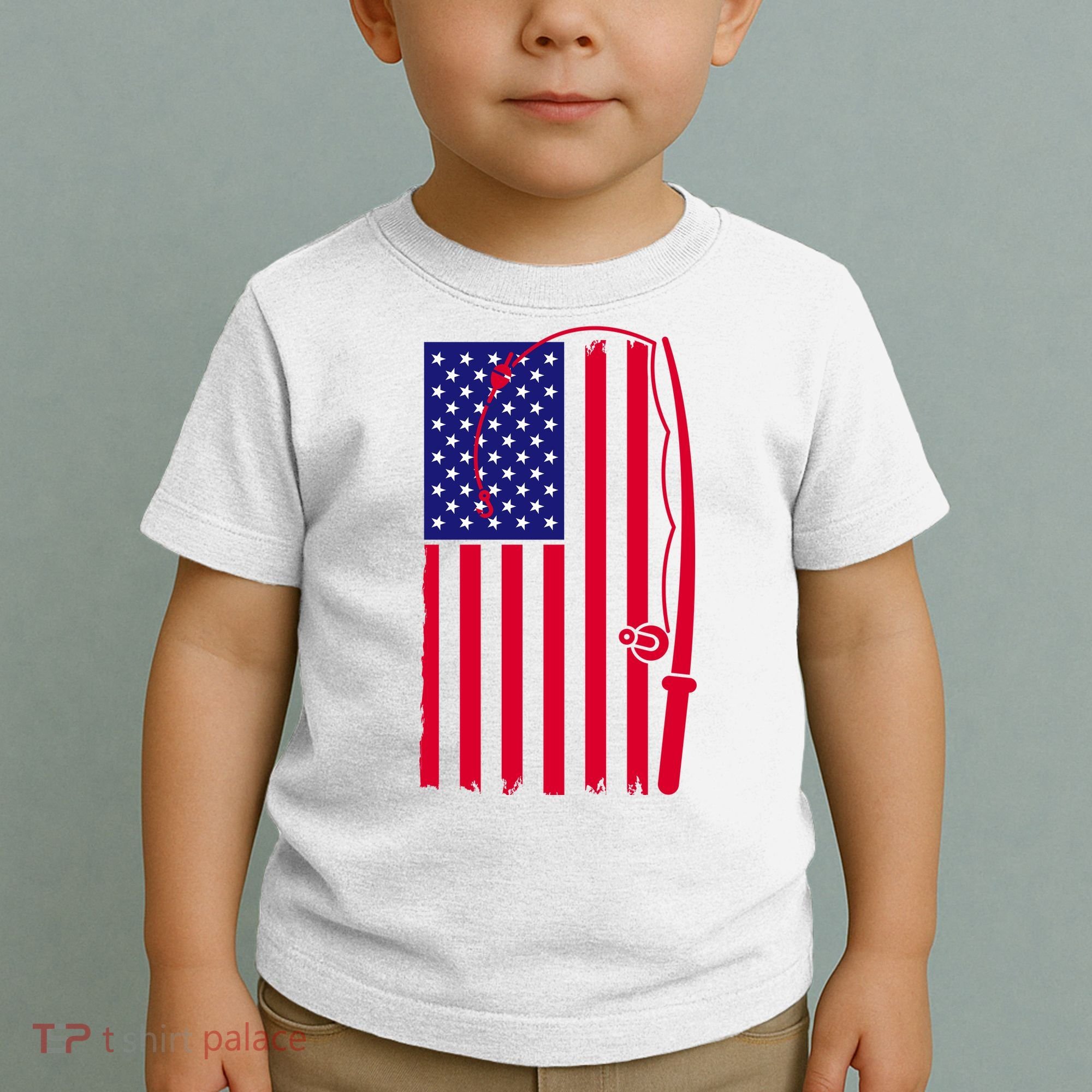 American Fishing Rod & Hook Flag Toddler T-Shirt