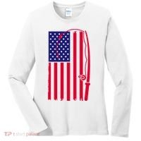 American Fishing Rod & Hook Flag Women's Long Sleeve Shirt thumb 0