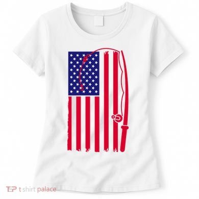 American Fishing Rod & Hook Flag Women's T-Shirt