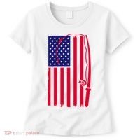 American Fishing Rod & Hook Flag Women's T-Shirt thumb 0