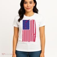 American Fishing Rod & Hook Flag Women's T-Shirt thumb 4