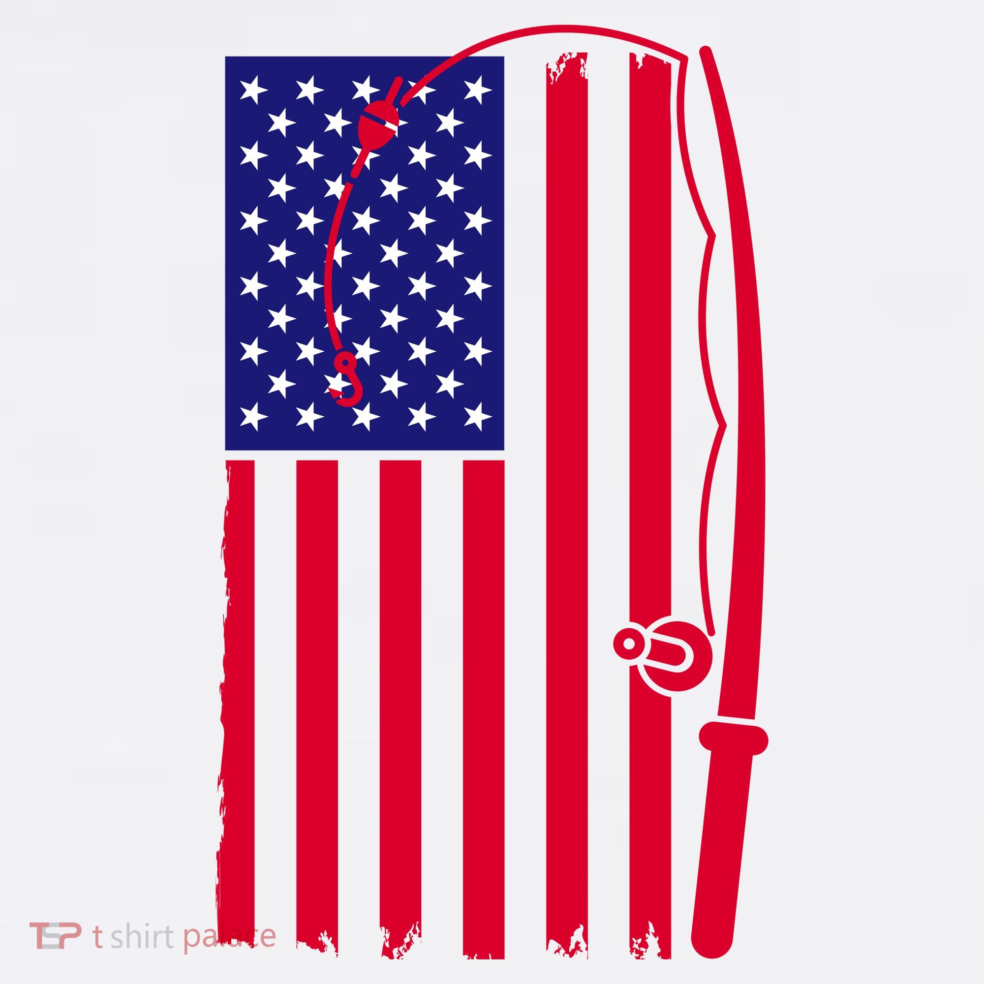 American Fishing Rod & Hook Flag Women's T-Shirt