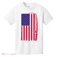 American Fishing Rod & Hook Flag Kids T-Shirt thumb 0