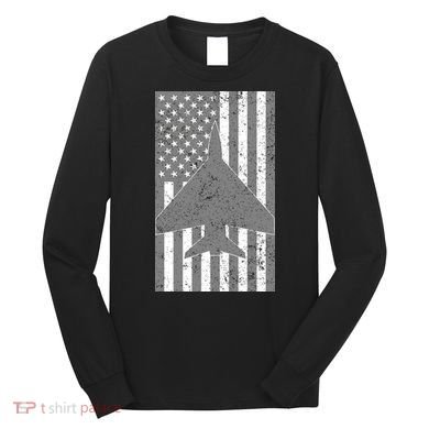 American Flag Airplane Pilot Long Sleeve Shirt