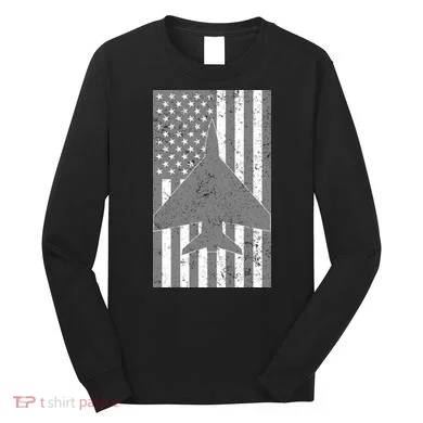 American Flag Airplane Pilot Long Sleeve Shirt