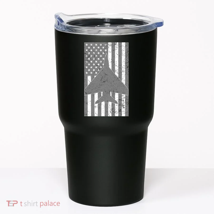 American Flag Airplane Pilot Tumbler